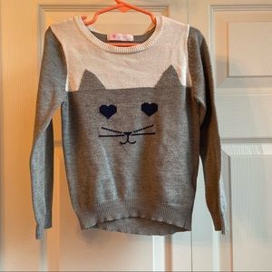 I Love Pinc girls cat sweater size 5 grey